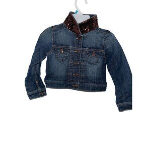 Childs Denim Jacket With Sequined Collar